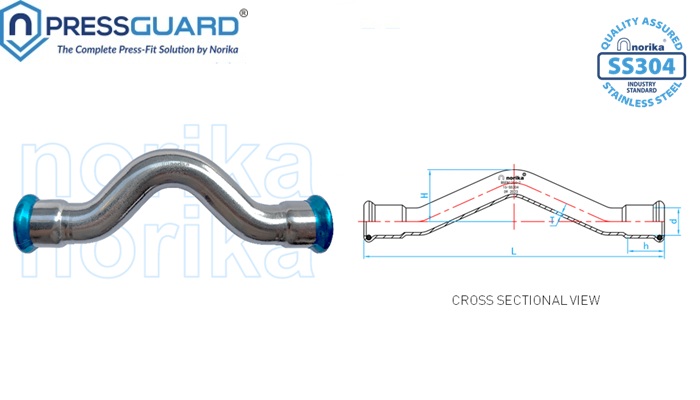 Stainless Steel 304 Press Fit Cross Over